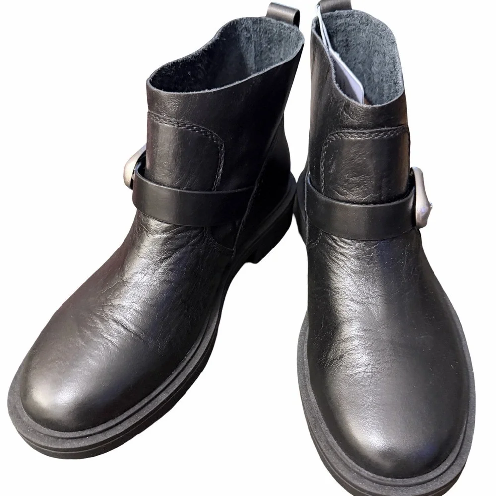 NEW Aerosoles Women's Leather Gill Ankle Boot Black Size 9M